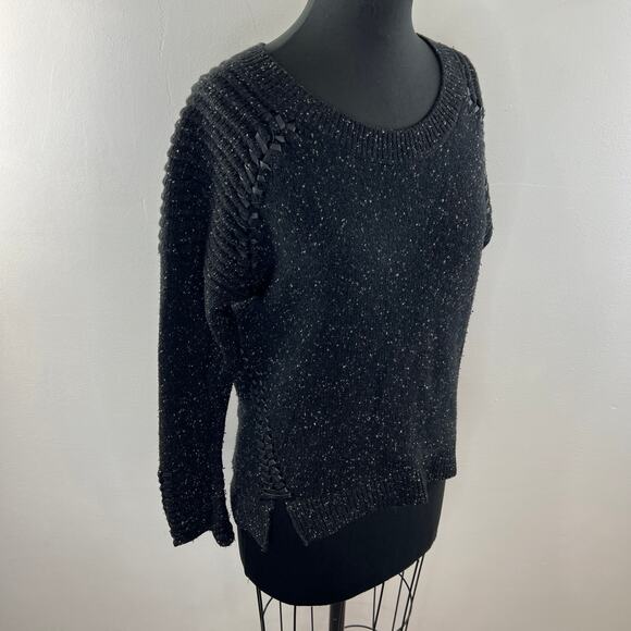 GENERATION LOVE Black Wool Blend Eleanor Whip Stitch Long Sleeve Sweater Size S - Picture 5 of 9